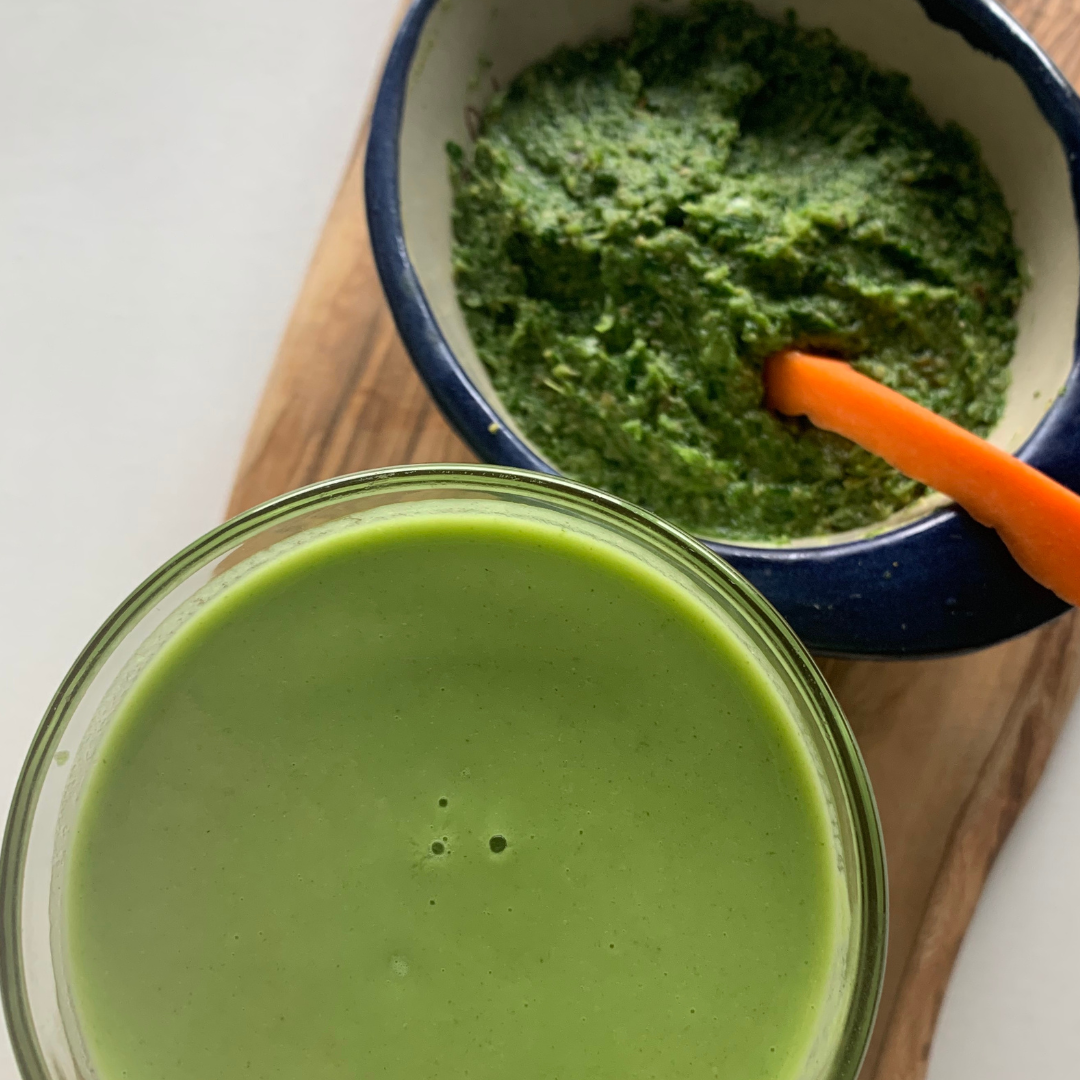 Green gazpacho with pulp and carrot